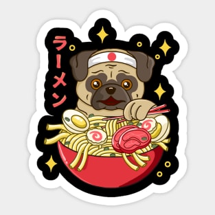 Kawaii Pug Ramen Sticker